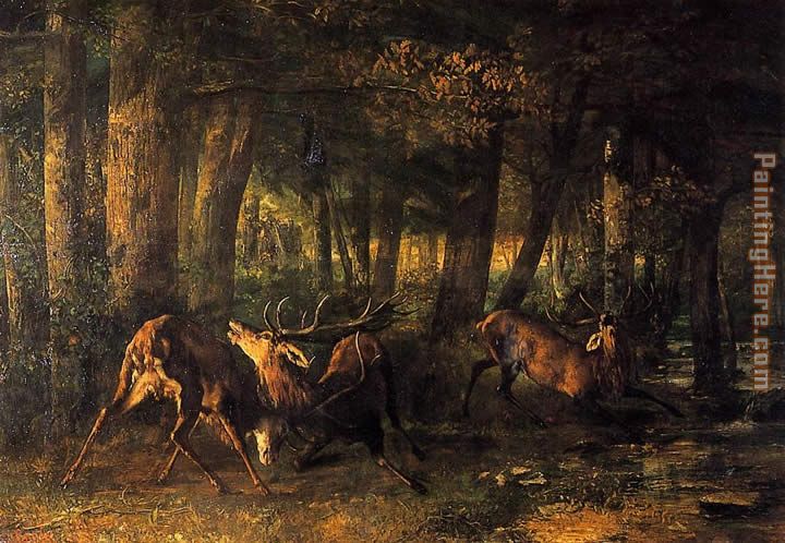 Battle of the Stags painting - Gustave Courbet Battle of the Stags art painting